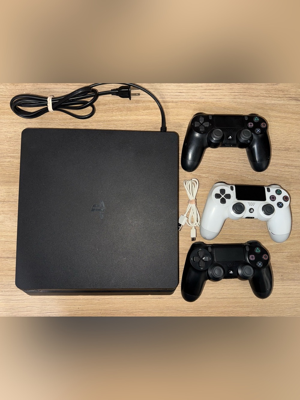 PLAYSTATION 4 (1TB) Sony Slim Console with Dual 3-Controllers - Black.